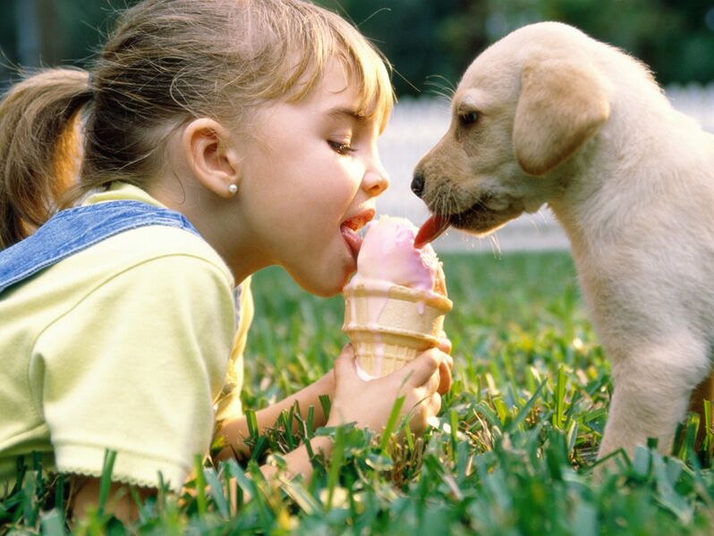 Una niña se infecta con parásitos de un perro.